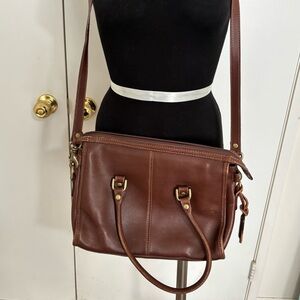 Vintage Liz Claiborne Brown Leather Messenger Bag